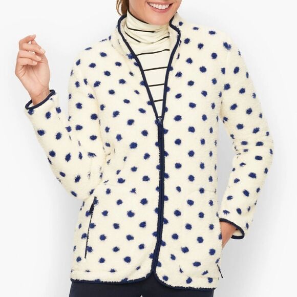 T By Talbots High-Low Simple Dot Sherpa Jacket NWT - Picture 1 of 9
